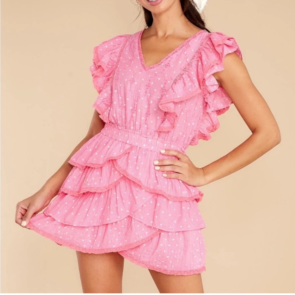 NWT - Small Corelli Hot Pink Cherry Ruffle Dress